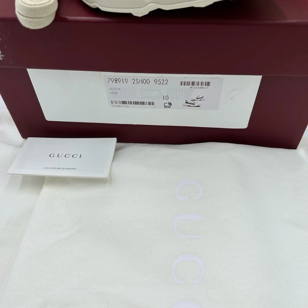 Gucci Beige Sneakers with Red Accents size 10 made in Italy